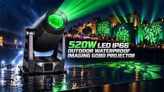 Projektor LED o mocy 520 W. Zewnętrzny projektor Gobo IP66