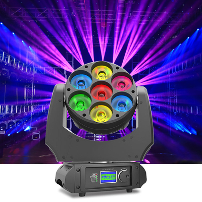 Mini Stage DJ LED Moving Head Light Bee Eye 7szt 40w DMX Beam Wash Zoom 4 w 1 RGBW 7x40w