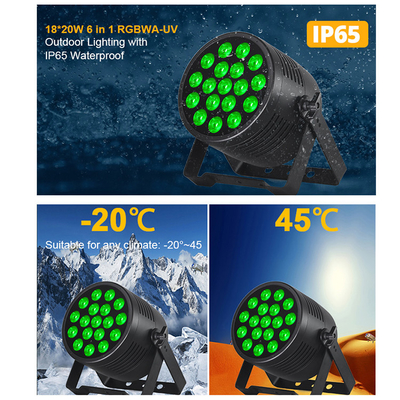 DJ Light 18pcs 20W 6in1 RGBWA-UV Flat Par Outdoor Architectural Wash Light IP65 18x20W LED Wodoodporny par