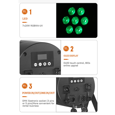 7x20W Rgbwauv Led Stage Par Light Dmx512 Control Par Light dla wydarzenia Ślub Kościół Stage Party Par Lights
