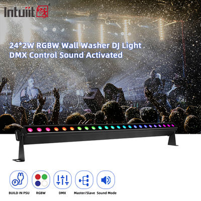 Sterowanie dźwiękiem 24 sztuk*2w DMX512 RGBW 4in1 Pixel Liniowy Bar Led Światło do mycia ścian Oświetlenie profesjonalne