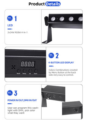 IP20 Impreza Scena Impreza Ślub 12x2W RGBW DMX Zasilany Bateryjnie LED Wall Washer Uplight