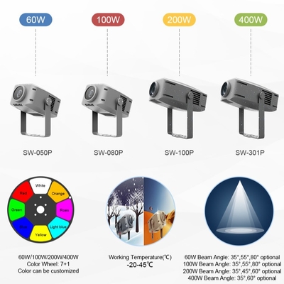 60W Zewnętrzny Projektor LED RGBW z Kolorowym Wzorem Wodnym, Wodoodporność IP65, Lampa do Projekcji Krajobrazu