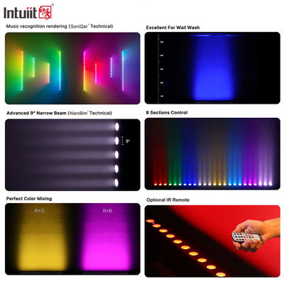24x2W RGBW 4-w-1 Liniowa listwa LED do mycia ścian — aktywowana dźwiękiem DMX512 do oświetlenia budynków i wydarzeń