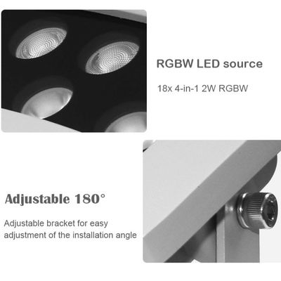 Profesjonalny reflektor LED RGBW do oświetlania drzew i budynków, wodoodporny IP65, DMX512, reflektor LED do oświetlenia fasad zewnętrznych, 36W