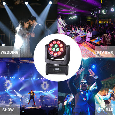 Fabryka Oświetlenia Scenicznego 12x8W RGBW LED Wash Moving Head Light z Kontrolą DMX512 Aktywowaną Dźwiękiem