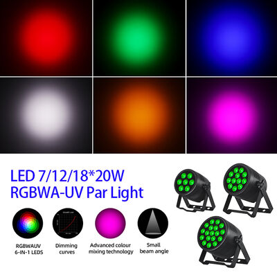 LED 7/12/18X20W Rgbwa Uv 6In1 wodoodporny DMX 512 Led Par Light dla projektów zewnętrznych