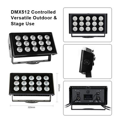 15x5W RGBW 4-w-1 IP65 zewnętrzne światło LED ‡ DMX512 wodoodporne szerokie światło dla ogrodu, sceny i oświetlenia budynków