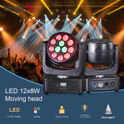 Fabryka Oświetlenia Scenicznego 12x8W RGBW LED Wash Moving Head Light z Kontrolą DMX512 Aktywowaną Dźwiękiem