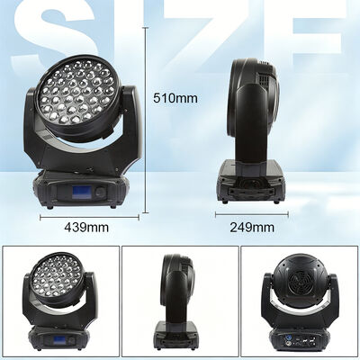 Profesjonalne 37x10W RGBW 4w1 LED Zoom Wash reflektor z ruchomą głowicą DMX512 oświetlenie sceniczne dla DJ Disco Event wesele Show