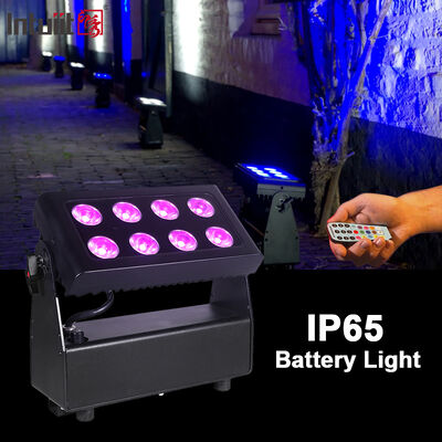 Zewnętrzny IP65 wodoodporny 8x15W RGBW 4 w 1 zasilany baterią bezprzewodowy DMX LED Flood Light Stage Wash Light
