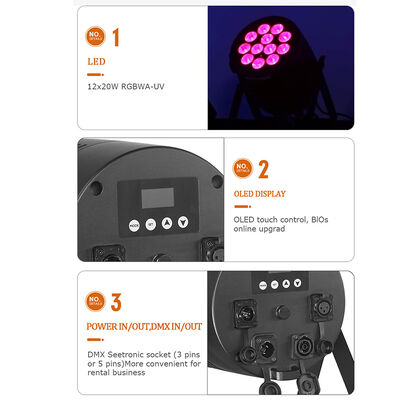 12*20W RGBWA+UV 6in1 LED Par Light IP65 Outdoor Waterproof DMX512 Oświetlenie sceniczne dla wesela DJ Party