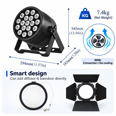 Professional Outdoor Slim LED Par Light IP65 Waterproof 18x20W RGBWauv 6in1 DMX512 Stage Wash Light