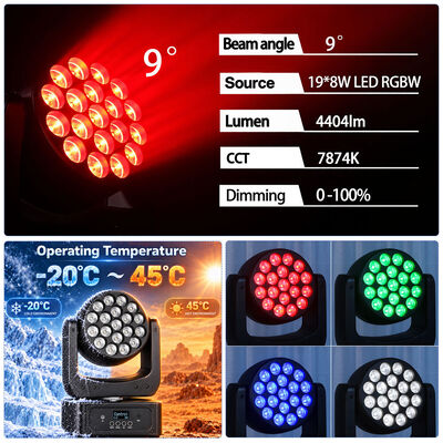 19x8w Rgbw 4in1 ruchomy oświetlenie do mycia głowy DJ Disco Led Stage Lights