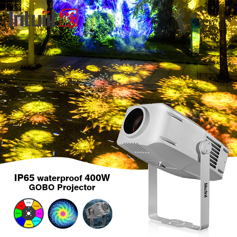 Zewnętrzny projektor Gobo 400w Projektor reklamowy obracający się Led wodoodporny IP65 Logo Gobo Projektor światło
