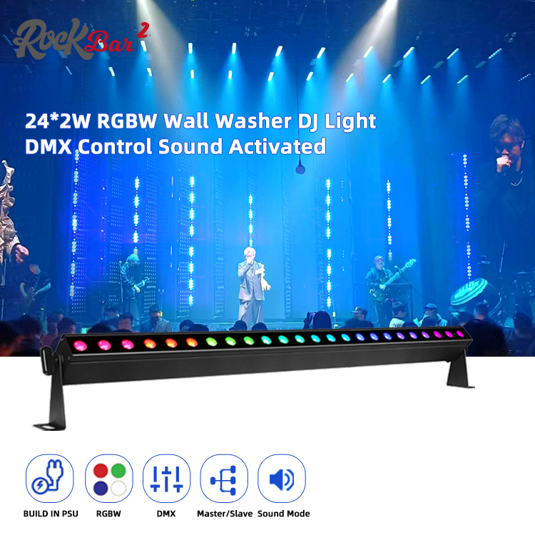 24*2W RGBW 4w1 Led Wallwasher bar Tryb dźwiękowy Dj Wesela Wydarzenia miejskie Oświetlenie sceniczne Led Wash Light