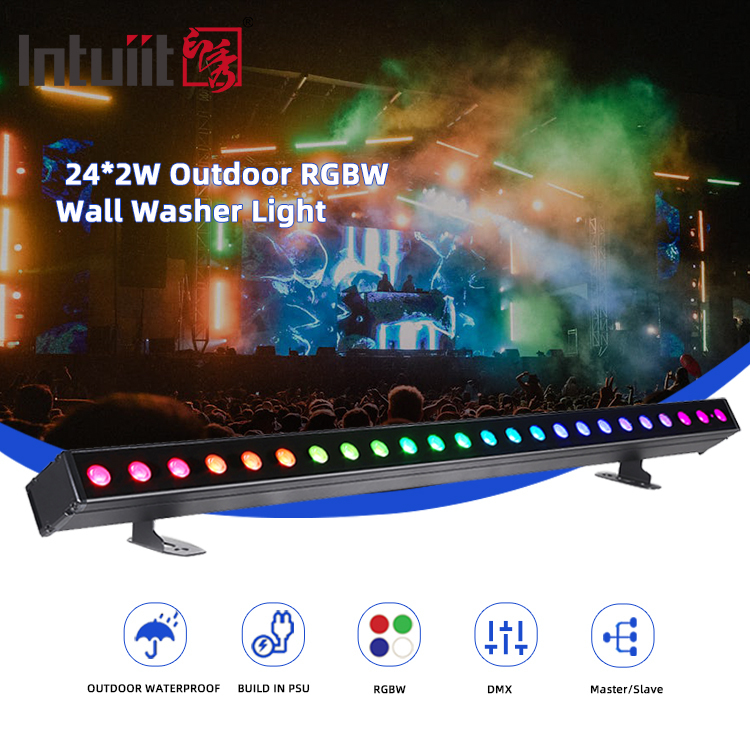Światło ścienne na zewnątrz IP65 24*2w wodoodporne RGBW Bar do mycia ścian