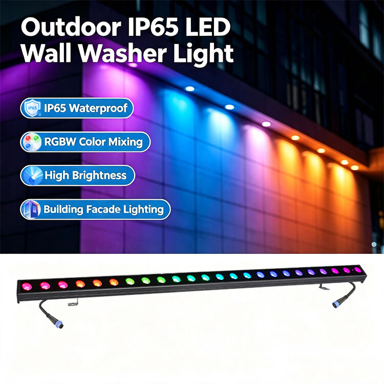 2x24W RGBW 4-w-1 IP65 Zewnętrzny LED Liniowy Myjnik ścienny   DMX512 Wodoszczalne Światło do mycia dla budynków, mostów i krajobrazów