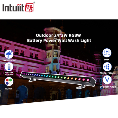 Zasilanie bateryjne 24x2W DMX512 LED Wall Washer IP65 Wodoodporny z efektami RGBW do komercyjnego oświetlenia zewnętrznego