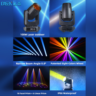 Nowe reflektory ruchome laserowe 100W na rok 2025 do wesel, KTV, DJ, tryb sterowania DMX512