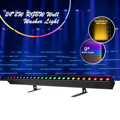 Światło do mycia IP20 DMX512 Zaawansowane rozwiązanie muzyki inteligentnej 24*2W RGBW LED Lights Linear Bar Wall Washer
